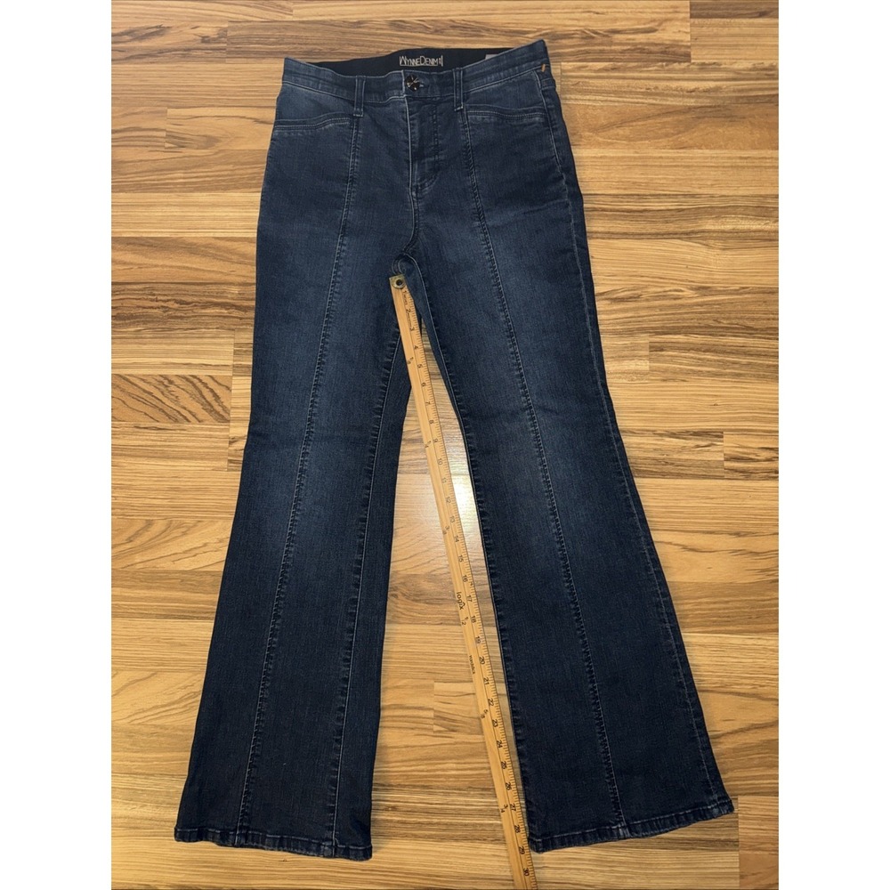 WynneDenim Womens Performance Stretch Wide Leg Jean Indigo Rinse Size 6 Boot Cut